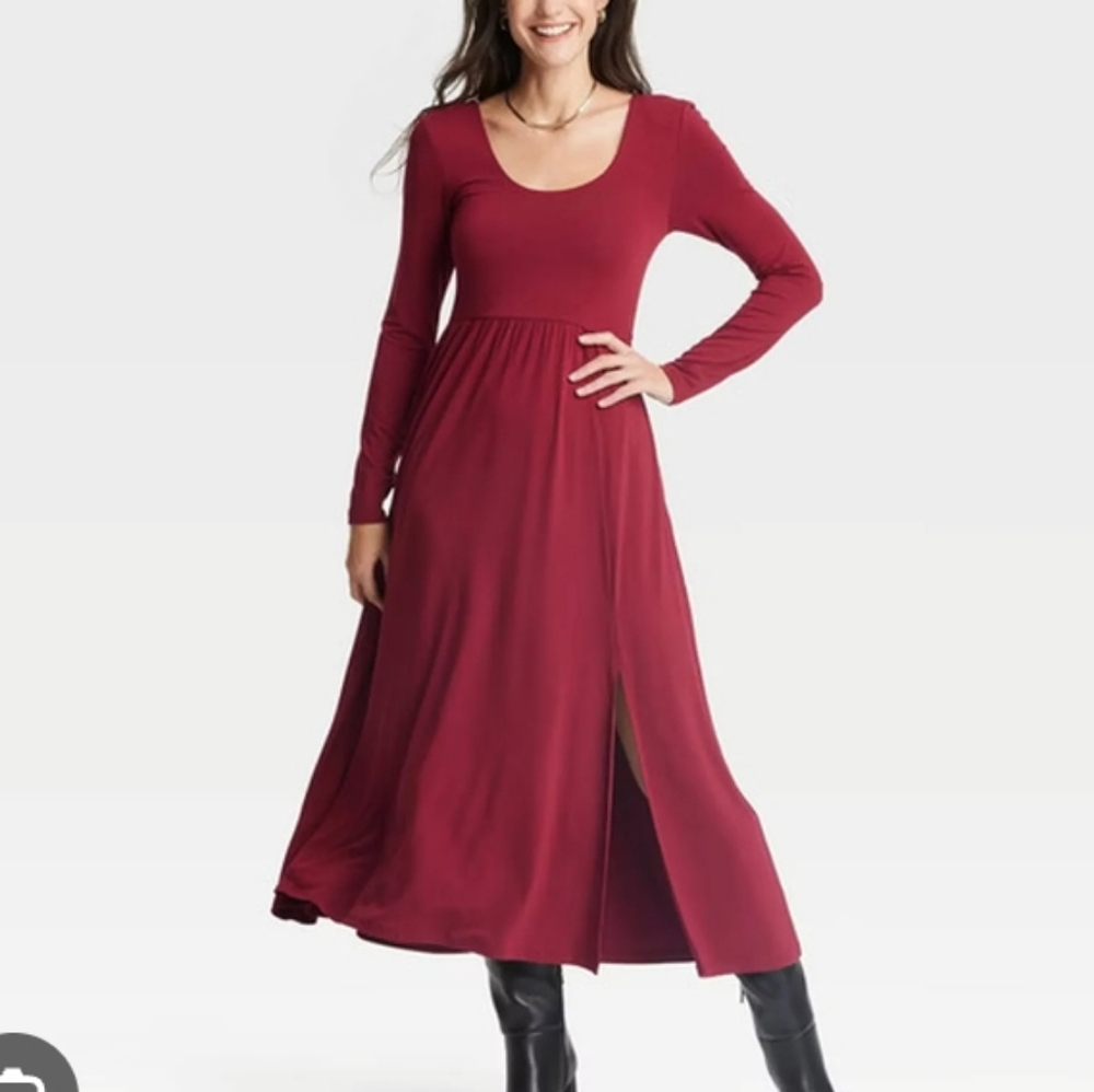 ❤️10/$16 New Elegant Burgundy Long Sleeve Dress